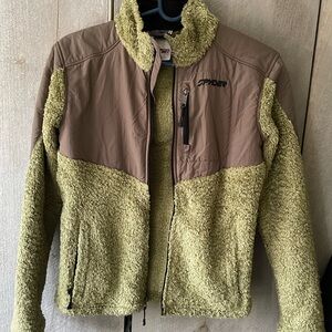 Spyder Olive and Tan Fleece Jacket